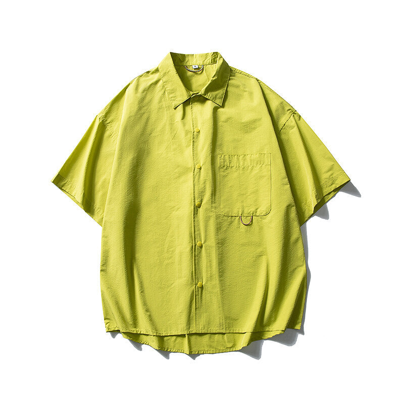 Solid Color Minimalist Short Sleeved Shirt
