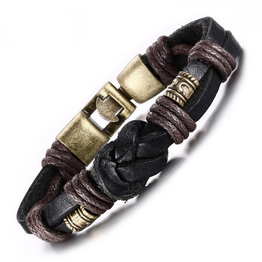 Leather Bracelet with Bronze Alloy Buckle