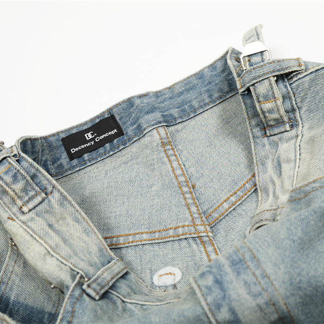 Men's Denim Jeans with Distressed Fun Print, Casual Loose Fit, Versatile Pants for Men