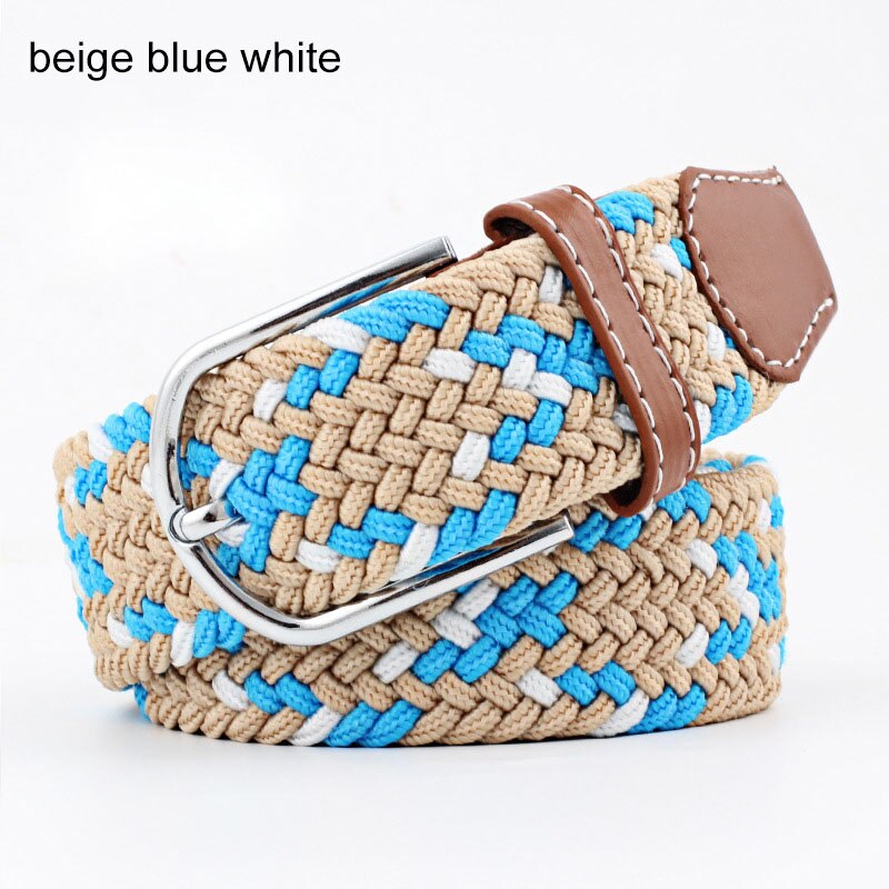 Women’s Striped Elastic Belt - Casual Waist Belt with Pin Buckle