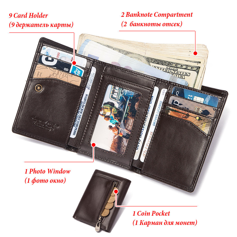 RFID Anti-Magnetic Multi Card Zipper Wallet for Men
