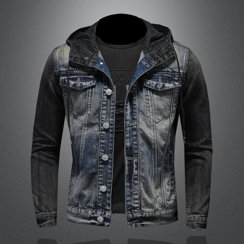 Hooded Denim Jacket for Men - Casual Oversized Fit Coat