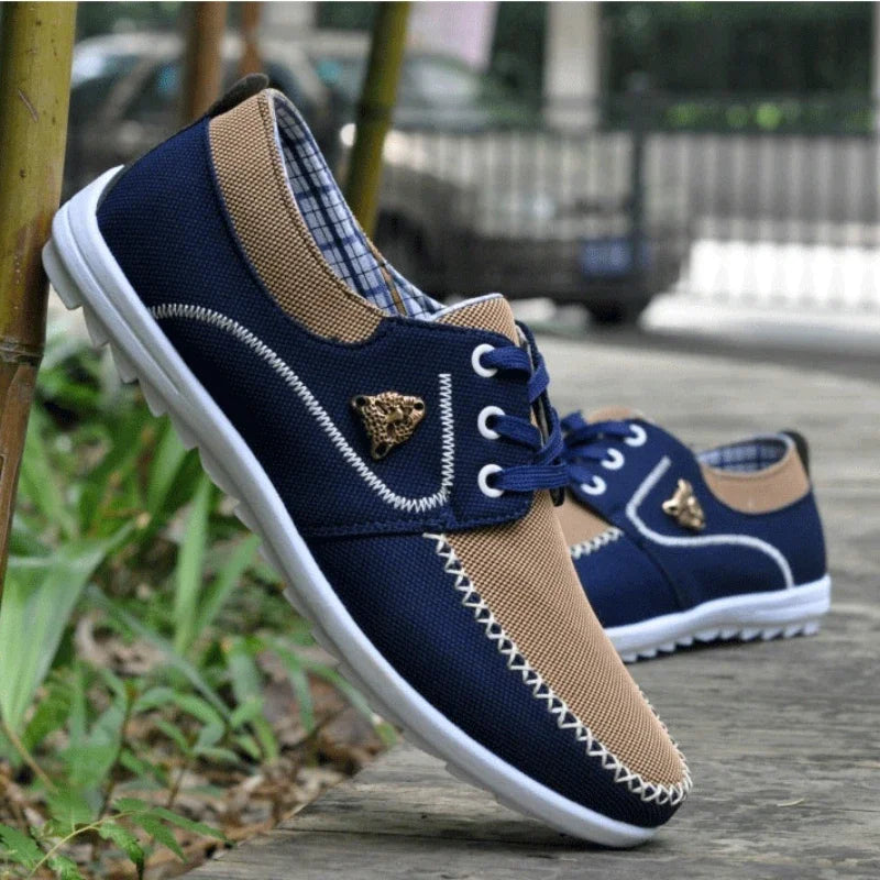 Men's Casual Sneakers - Flat Canvas Shoes for Comfortable Driving Footwear