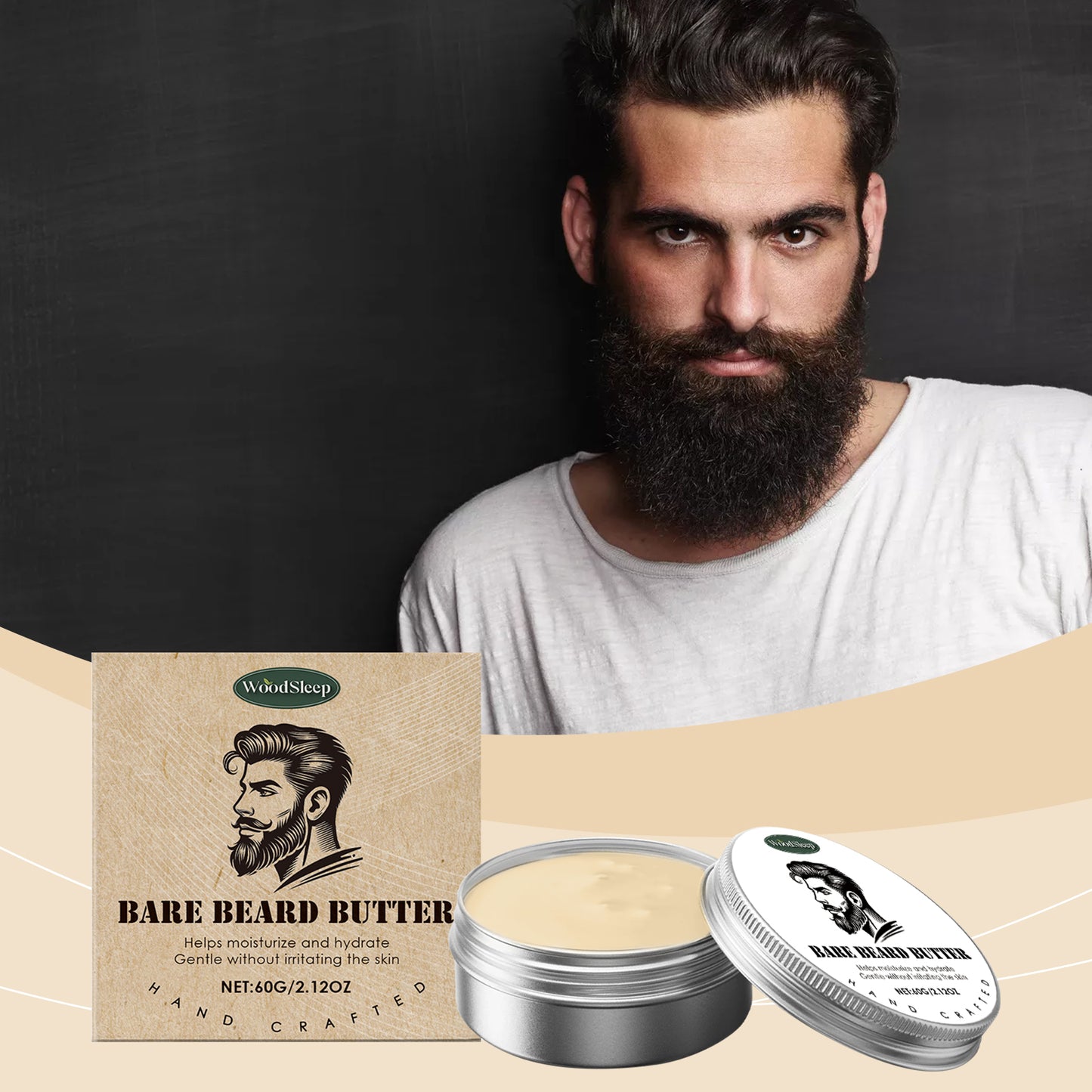 Men's Beard Care Wax With Argan Oil And Vitamin E For Nourishing Soft Beard