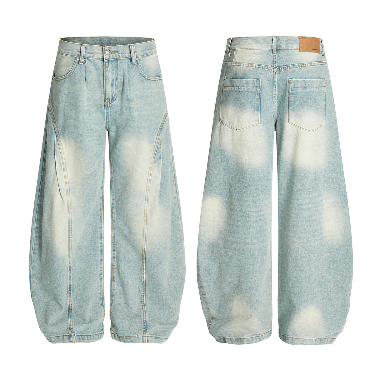 Curved Knife Retro Washed Cowboy Cleanfit Wide Leg Pants