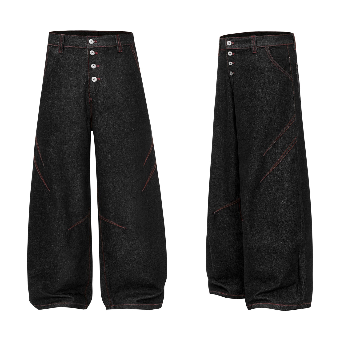 Street Retro Raw Denim Deconstructed Design Men's Loose Dagger Jeans