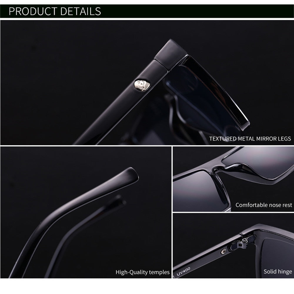 Square Classic Sunglasses For Men Vintage UV400 Protection Eyewear