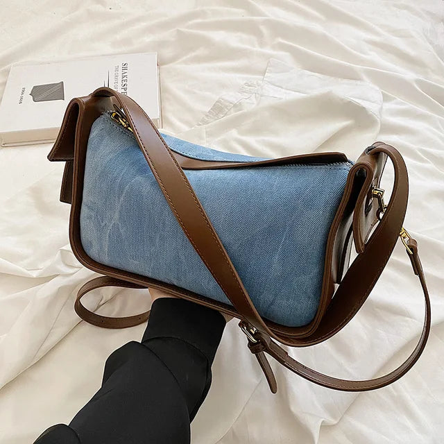 Women's Leather Handbag - Large Capacity Denim Shoulder Bags
