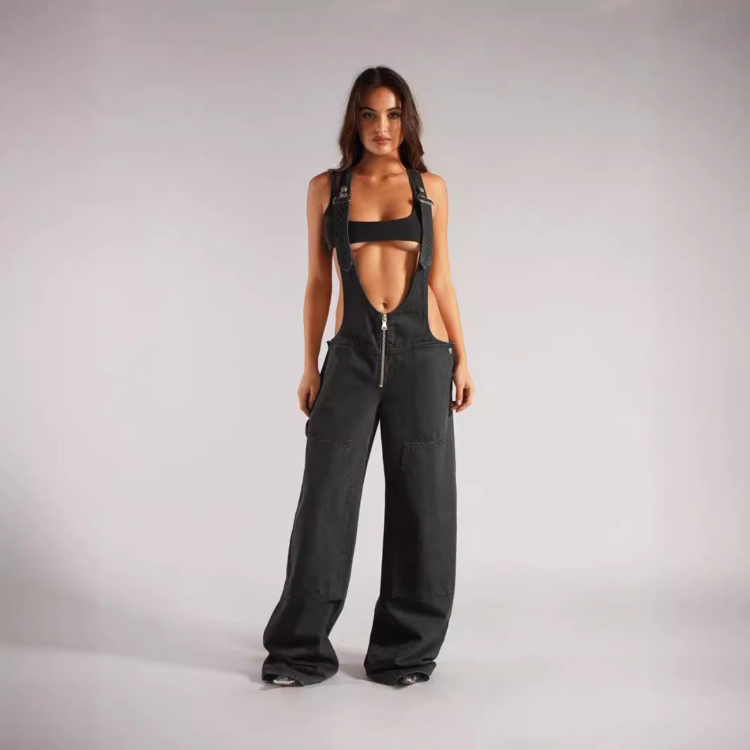 American Zipper Denim Overalls for Women
