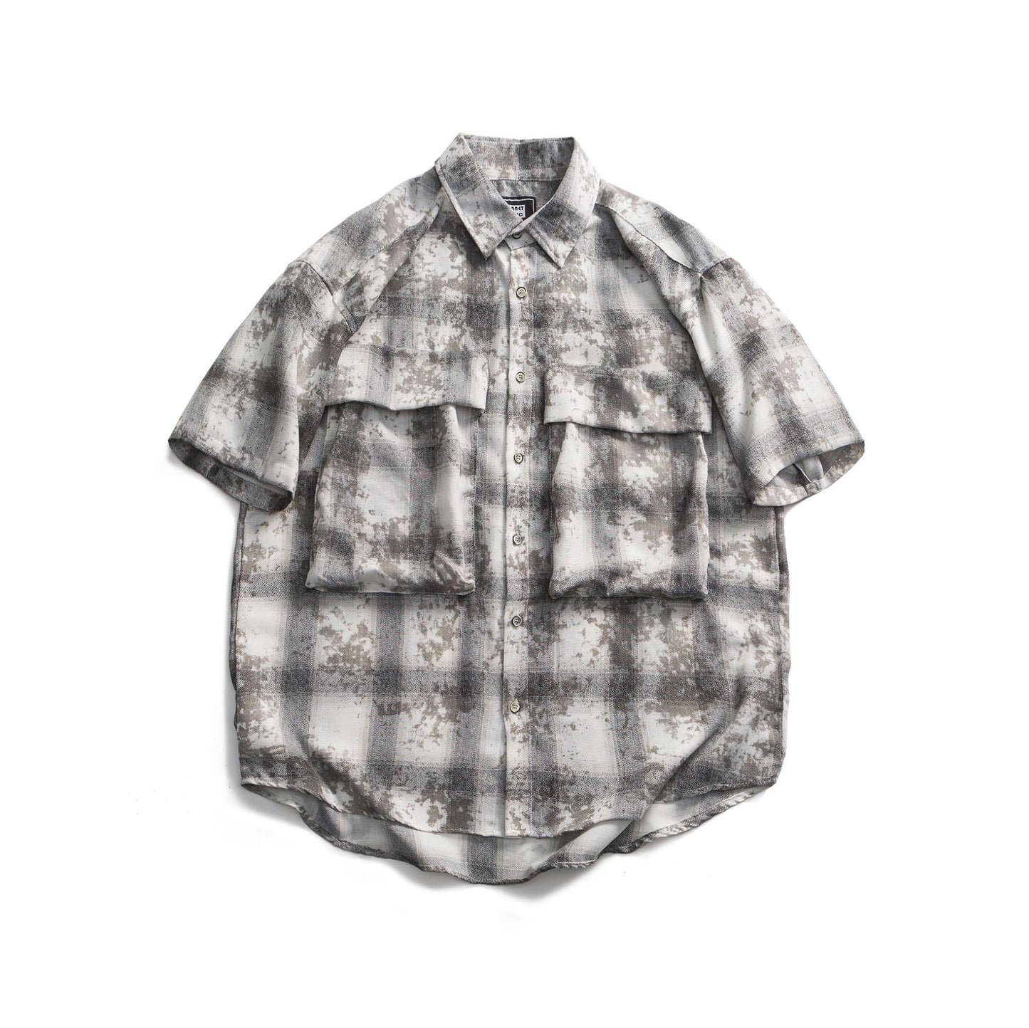 Checkered Camouflage Printed Short Sleeved Shirt for Men