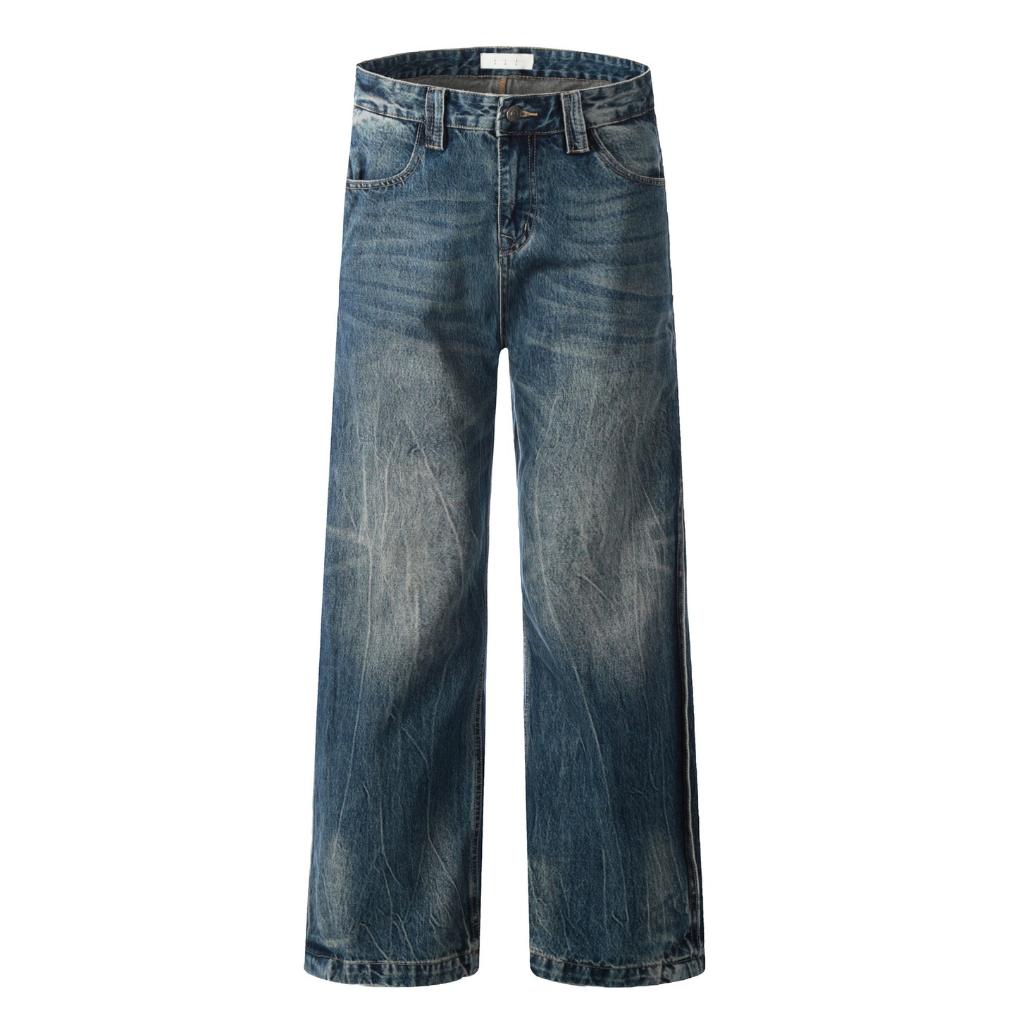 High Street Loose Casual Washed Vintage Wide Leg Straight Long Trousers