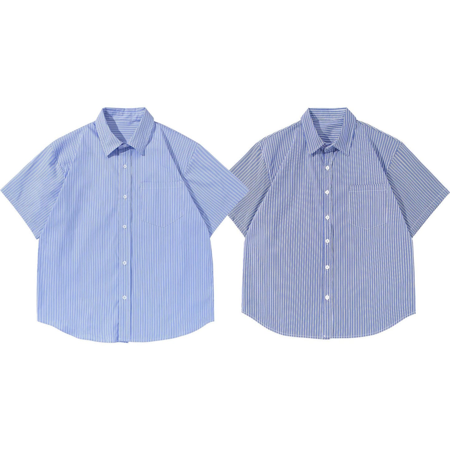Minimally Striped Loose Short Sleeved Shirt for Men