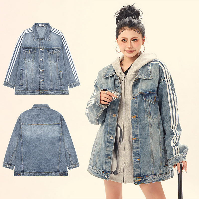 Premium Three Striped Denim Jacket