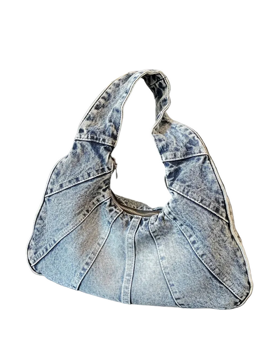 Crescent Denim Shoulder Bag