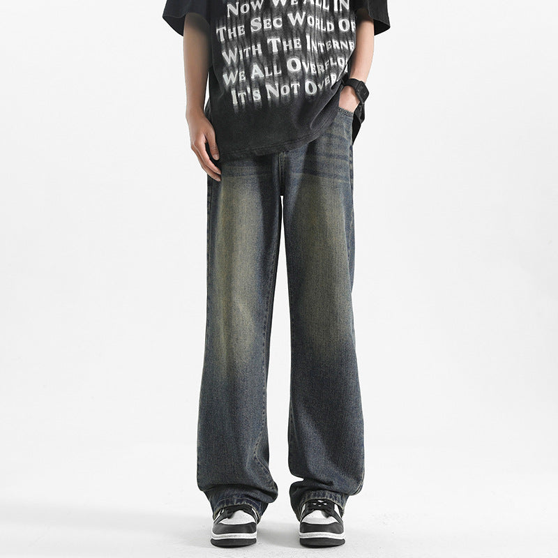 Men's Distressed Micro Flared Straight Leg Jeans