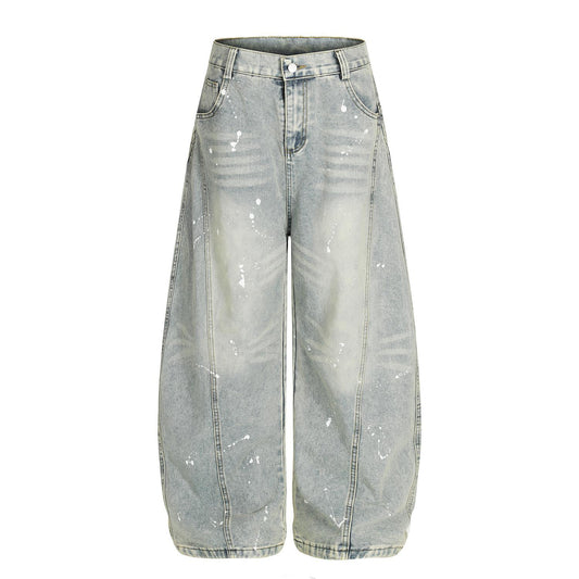 Retro Ink Distressed Washed Wide Leg Jeans