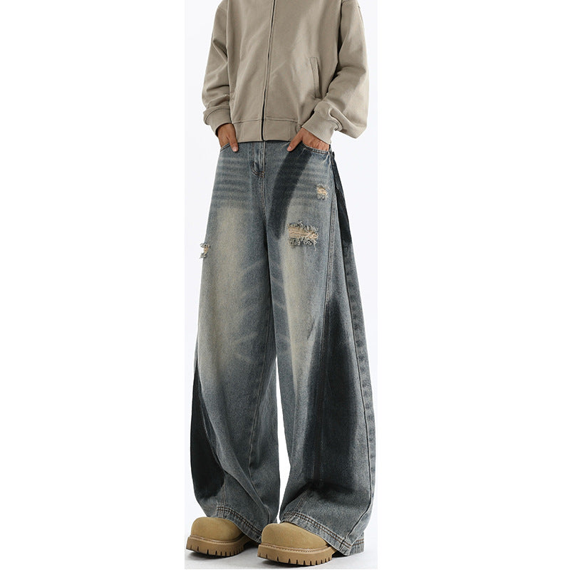 Japanese Premium Denim Bending Knife Deconstruction Spray Painting Jeans