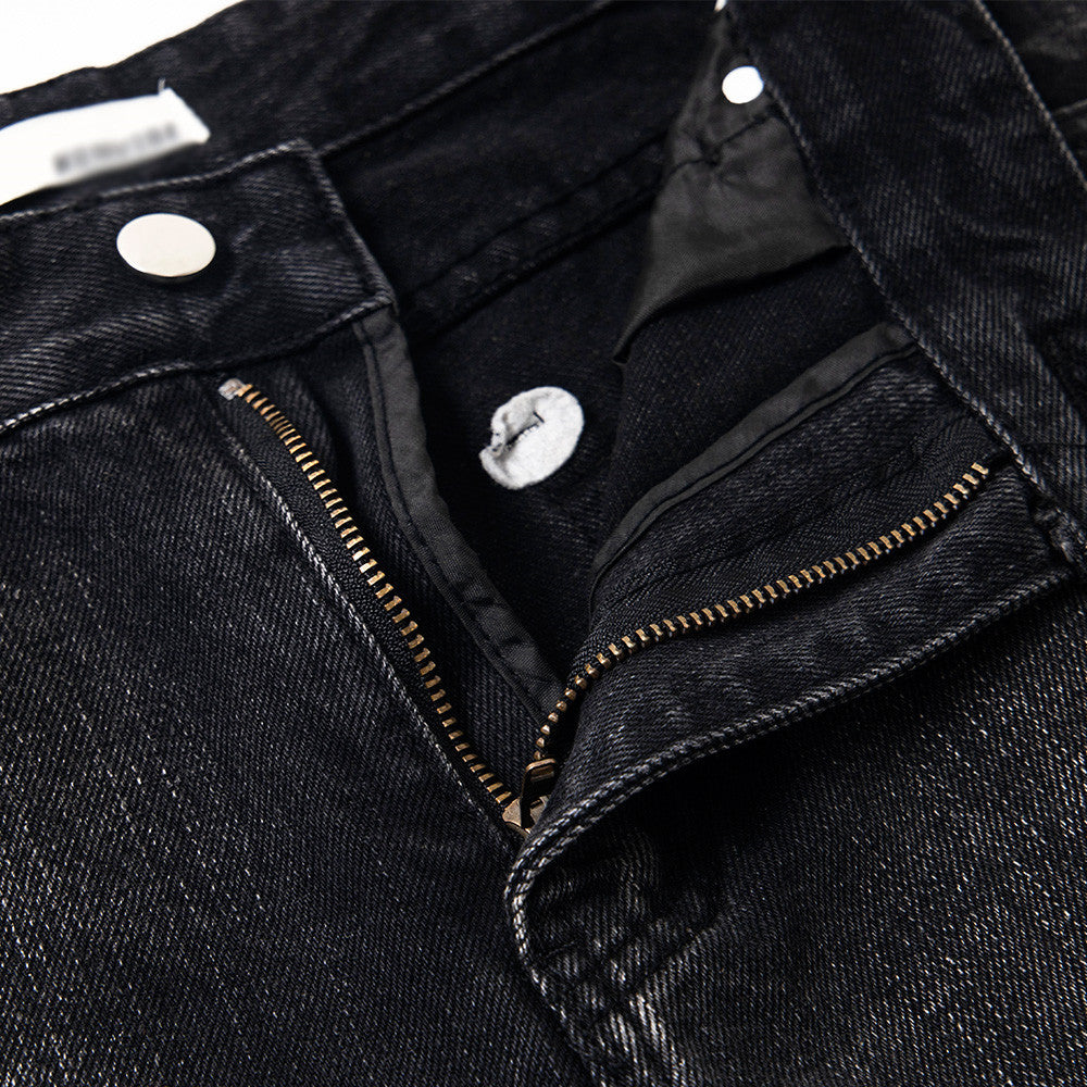 Men's Distressed Wide-Leg Denim Pants