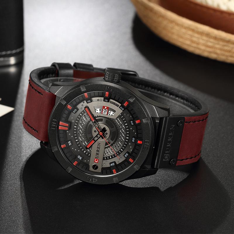 Men's Leather Quartz Wrist Watch