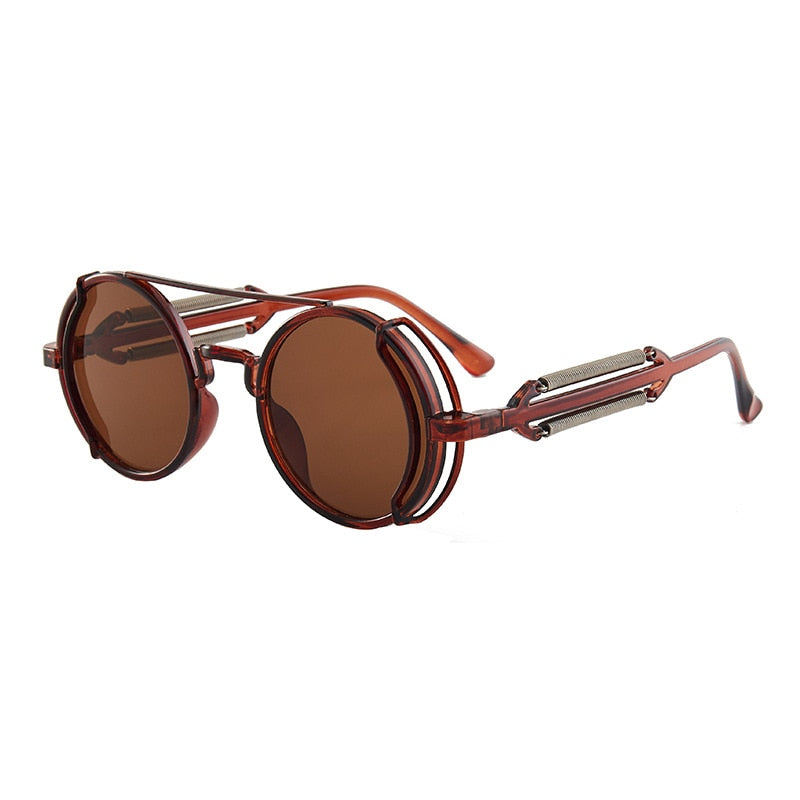 Retro Steampunk Sunglasses - UV400 Protection - Round Metal Frame