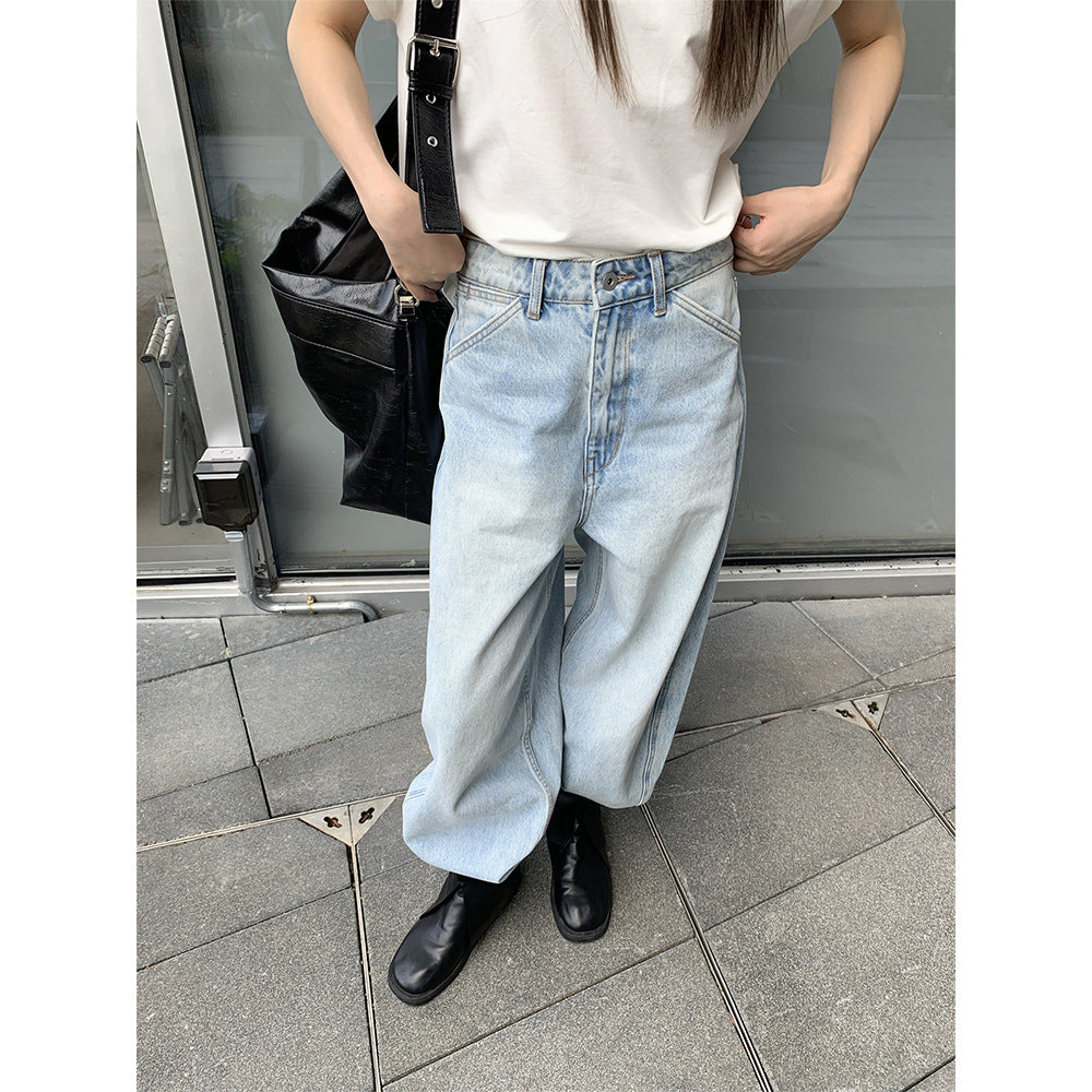 Loose Fit Relaxed Denim Pants for Women - Vintage Slimming Bootcut Trousers