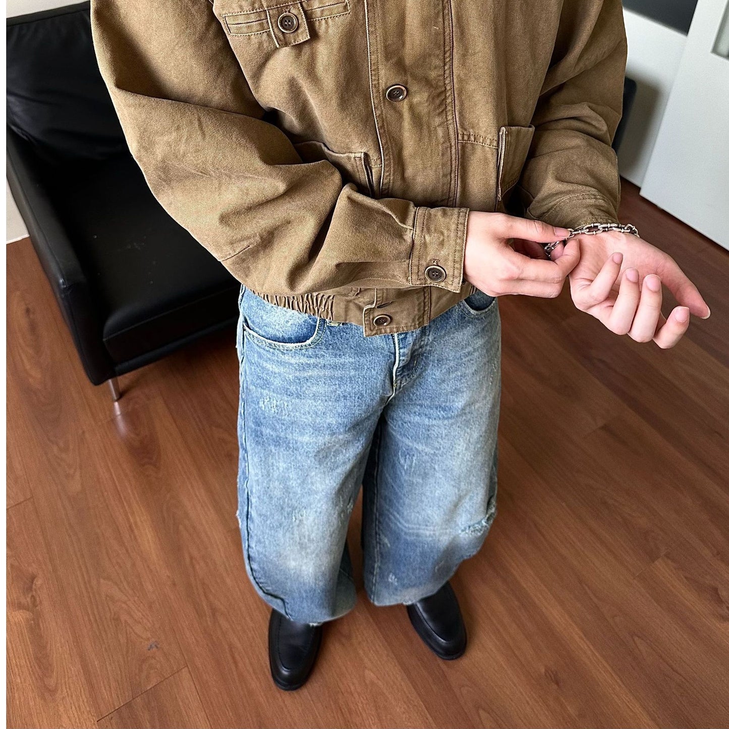 Hole Loose Tapered Wide Leg Jeans for Men and Women