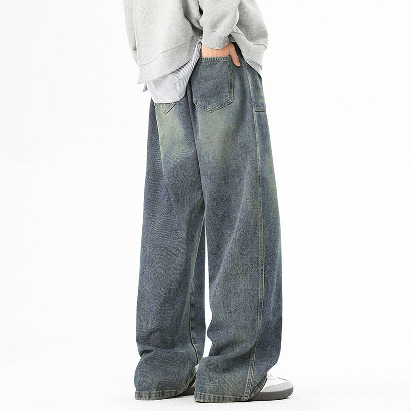 Men's Loose Wide-Leg Straight Long Pants - Premium Japanese Denim