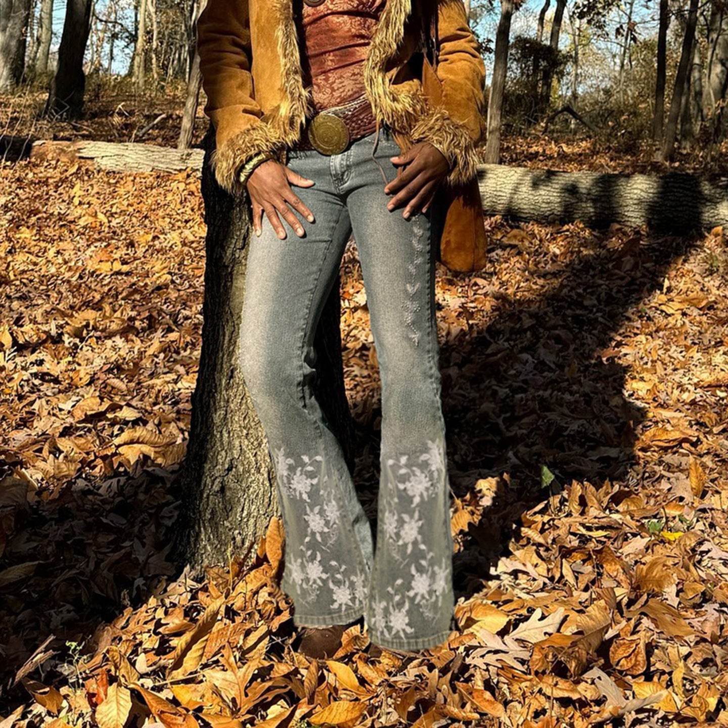 Washed Spicy Girl Slim Fit Micro Flared Pants