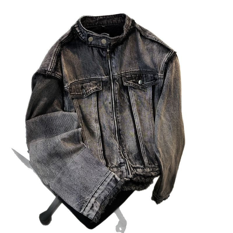 Retro Washed High Street Denim Jacket for Men
