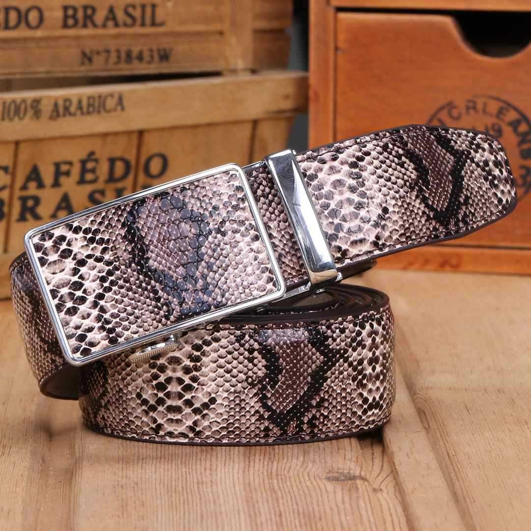 Leather Automatic Buckle Snakeskin Belt