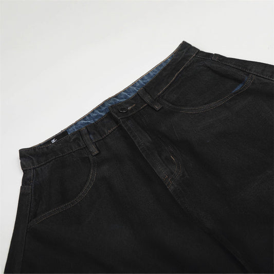 Street Men's Solid Color Simple Blade Jeans, Casual Loose Fit Pants for Men