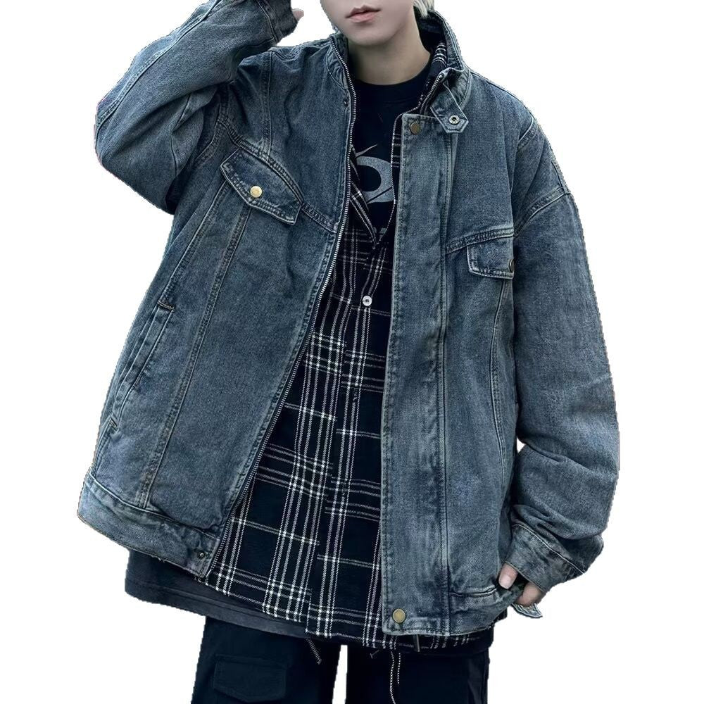 Retro Distressed Blue Denim Jacket