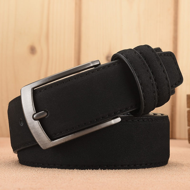 Men's Needle Buckle Suede Leather Belt - Retro Casual Style for Male Students