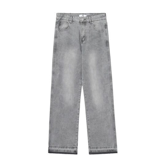 Men's Faded Raw Hem Denim Pants