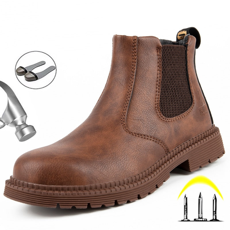 Men's Work Safety Boots - Chelsea Steel Toe Shoes