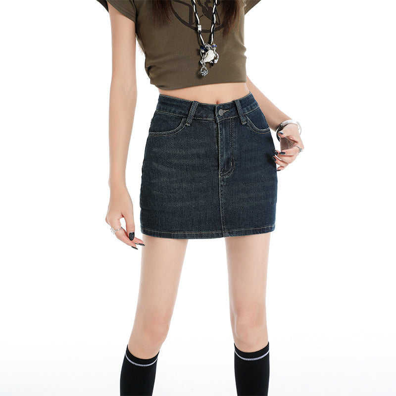 High Waist Slimming Denim Mini Skirt for Women