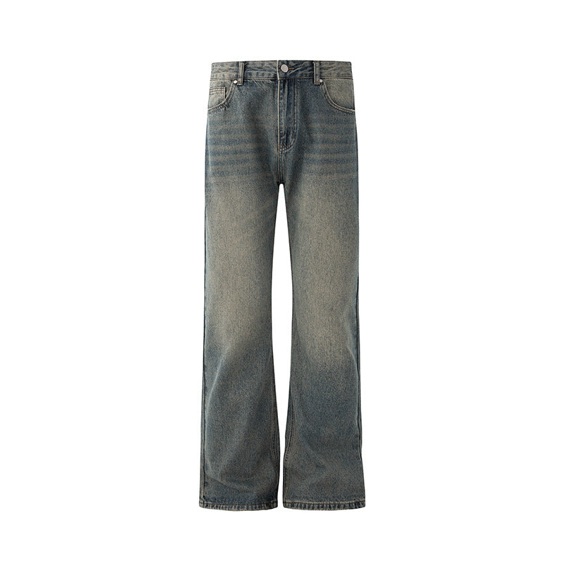 Casual Straight Leg Denim Pants - Vintage Wash