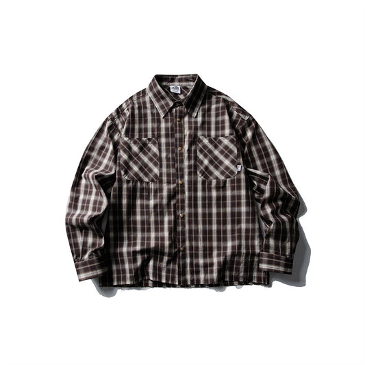 Loose Fringed Long Sleeved Checkered Shirt for Men and Women