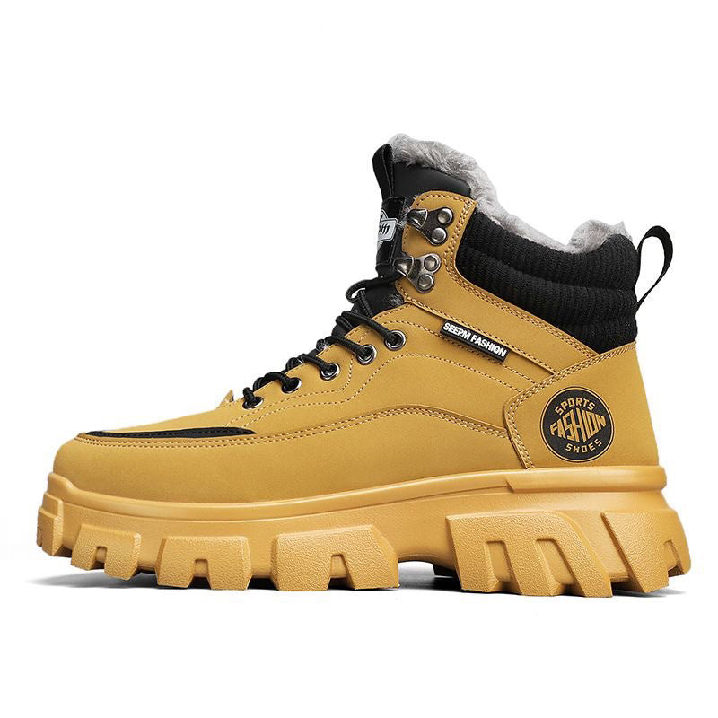 Men's Winter Suede High Top Martin Boots - Workwear Shoes with Thick Sole