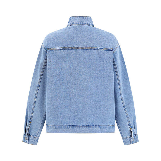 Vintage Washed Sectional Design Denim Jacket for Men