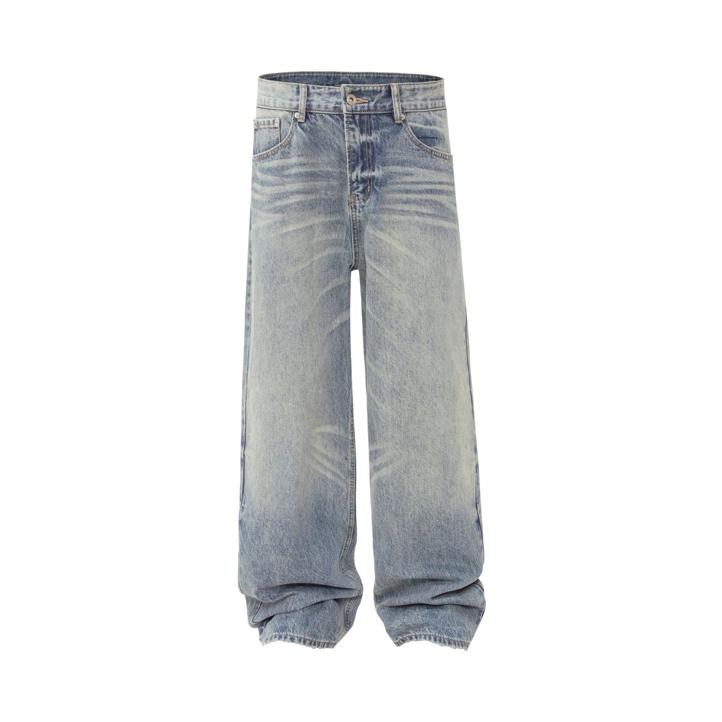 Street Style Unisex Vintage High-End Cat Whisker Washed Casual Jeans