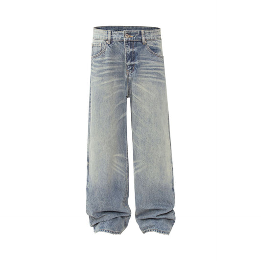Street Style Unisex Vintage High-End Cat Whisker Washed Casual Jeans