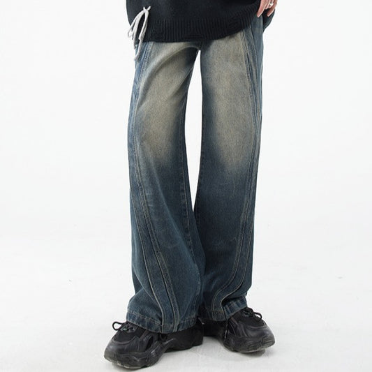 Premium Spliced Denim Loose Wide Leg Pants for Men