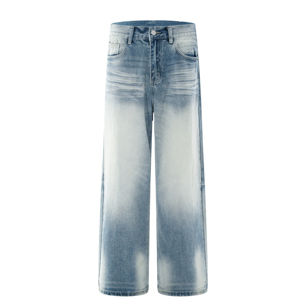 Color Blocking White Washed Denim Pants