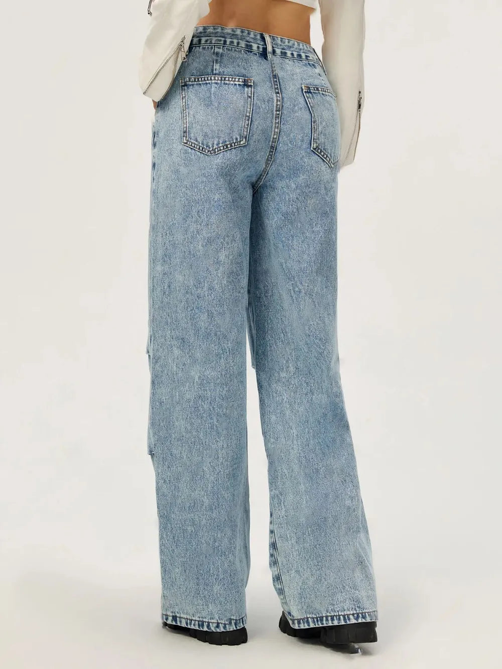 Wide Leg Jeans with Functional Pockets in Japanese Denim