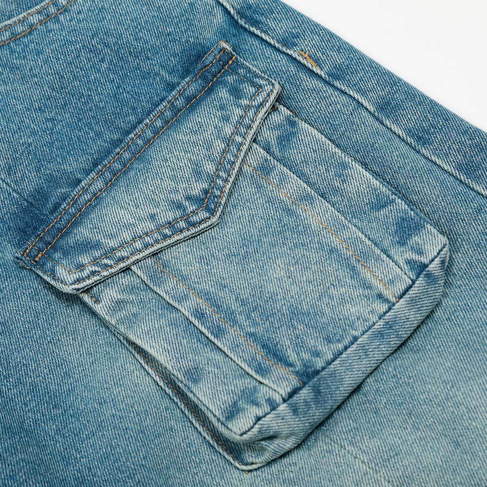 American High Street Vintage Washed Multi-Pocket Workwear Jeans for Men
