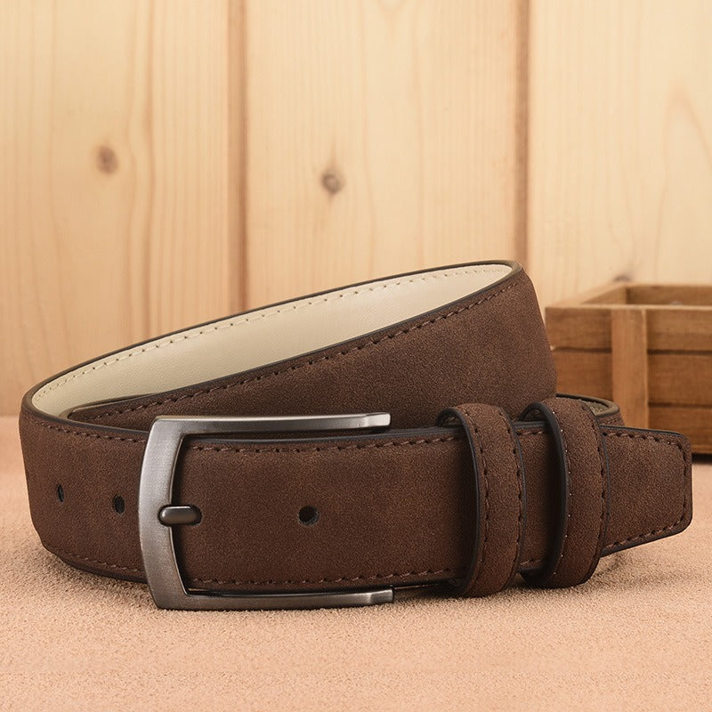 Men's Needle Buckle Suede Leather Belt - Retro Casual Style for Male Students