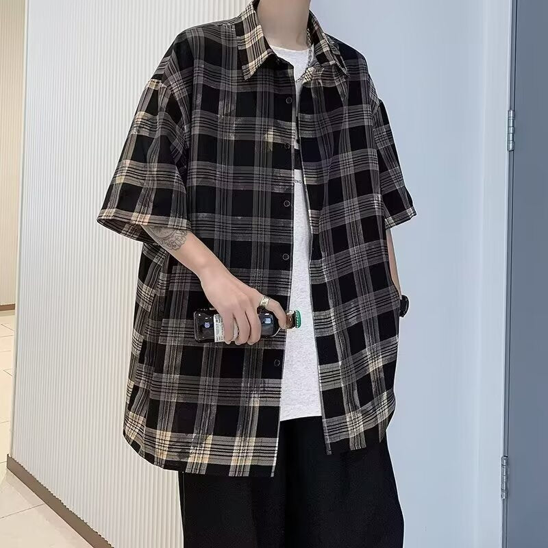 Summer Checkered Short-Sleeved Shirt for Men