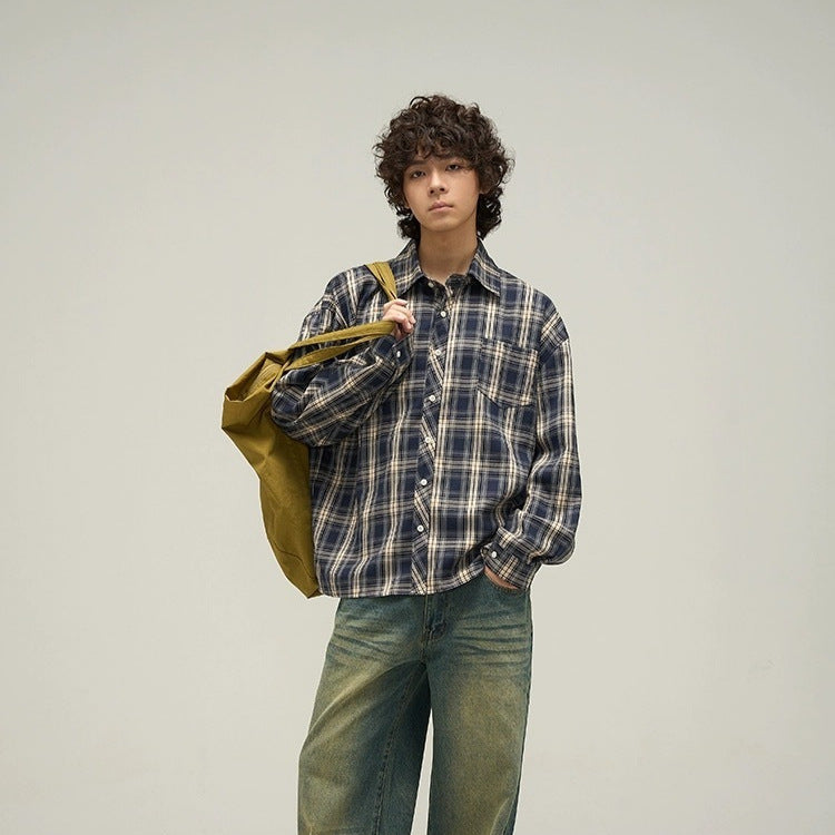 Retro Checkered Long Sleeve Shirt for Men and Women