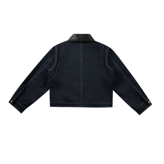 Patchwork Turn-Down Collar Denim Jacket